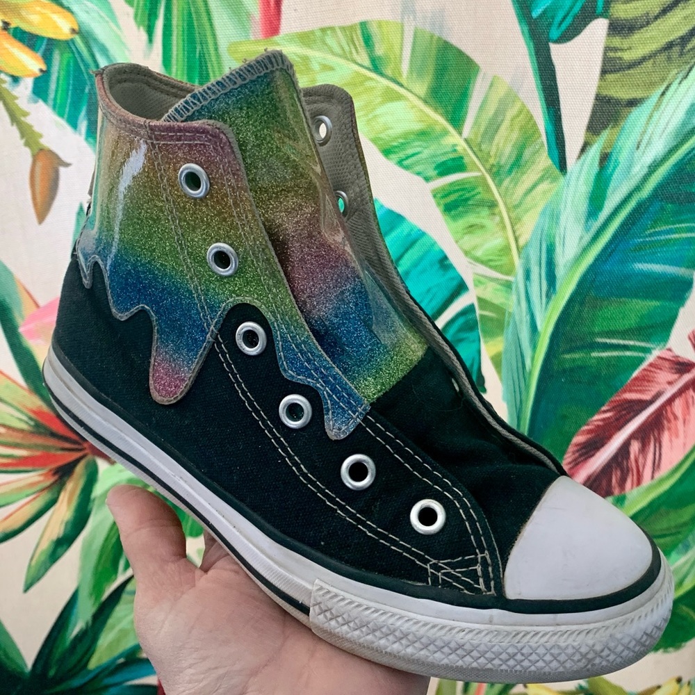 All-Star Hi Converse Glitter Paint Drip